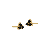 Trio Black CZ Stud Earrings in Gold