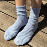 Linen Scallop Socks (Pale Blue)