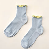 The Petite Ruffled Modal Socks (Baby Blue/Butter)