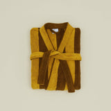 Simple Striped Terry Bathrobe (Mustard/Bronze)