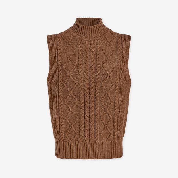 Joilette Roll Neck Vest (Caramel Pecan)