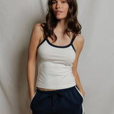 Cherry Sporty Ringer Tank (Bright Ivory/Navy)