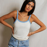 Cherry Sporty Ringer Tank (Bright Ivory/Pacific Blue)