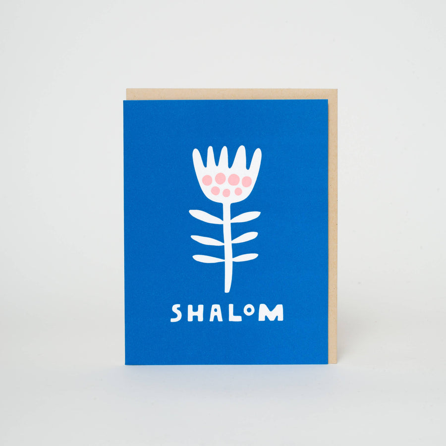 Shalom Flower Letterpress Greeting Card by Suzy Ultman: Paper tab