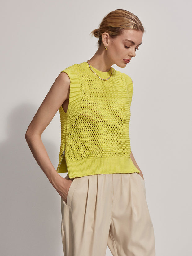 Randal Crop Knit Tank (Electric Lime)