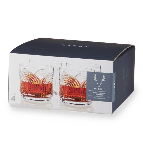 Deco Beau Crystal Lowball Tumblers - Set of 4