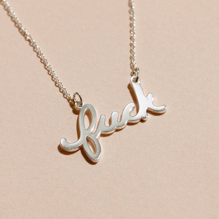 Fuck Script Necklace - 14K Sterling Silver Plated