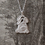 Vintage Rabbit Charm Necklace (Silver)
