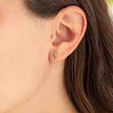 Trio Apple Green CZ Stud Earrings in Gold