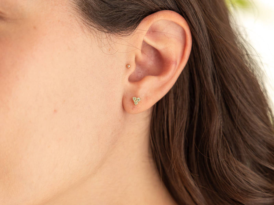 Trio Apple Green CZ Stud Earrings in Gold