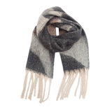 Soft Chunky Abstract Fleece Scarf with Tassel (Grey)