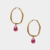 Romy Hoops + Small Drops: Hibiscus / Gold Plated Brass (1 micron), Glass