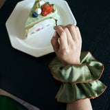 "Maxi Flower" Double-Layer Oversized Silk Scrunchie - Martini Olive: Martini Olive