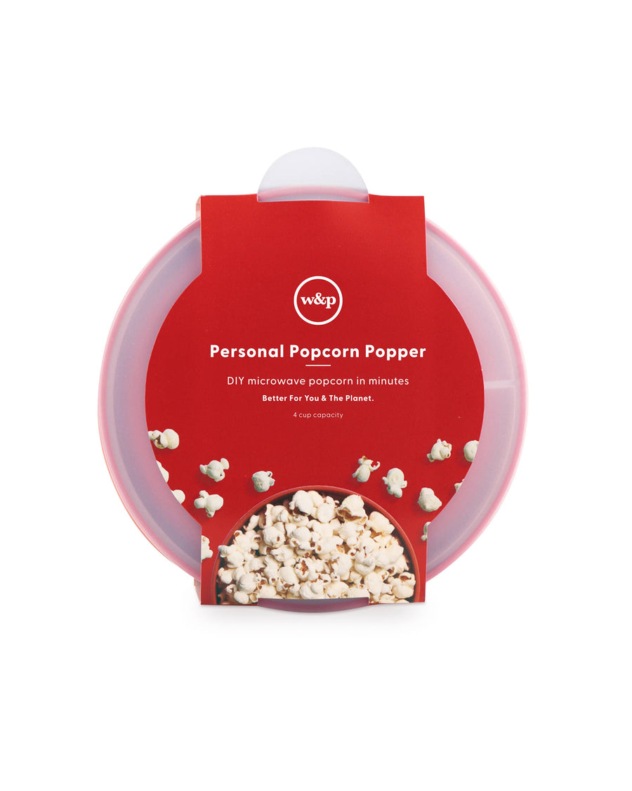 Personal Size Popcorn Popper - Silicone Reusable Maker: Red