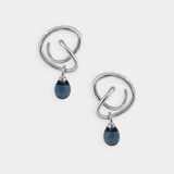 Maeva Earrings + Small Drop Charm: Ink / Sterling Silver