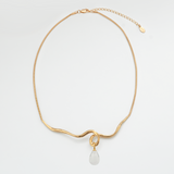 Maeva Necklace + Small Drop Charm: Hibiscus / Sterling Silver