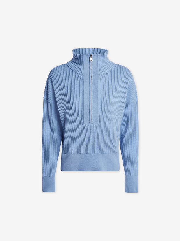 Janie Half Zip Knit (Ashley Blue)