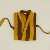 Simple Striped Terry Bathrobe (Mustard/Bronze)