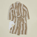 Simple Striped Terry Bathrobe (Ivory/Flax)