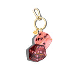 Hand-painted Lucky Dice Bag Charm + Keychain | Eco-Friendly: Pink