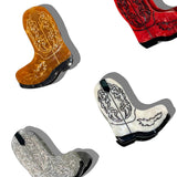 Hand-painted Western Cowboy Boot Claw Hair Clip | Eco: Silver Glitter