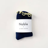 The Petite Ruffled Modal Socks (Navy/Butter)