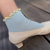 The Petite Ruffled Modal Socks (Baby Blue/Butter)
