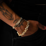 14k gold plate Fuck Fuck Fuck Chain Link Bracelet (SM + Med): Gold / Medium