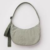 Medium Nylon Crescent Bag (Sage Stripe)