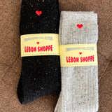 Embroidered Snow Socks (Black/Heart)