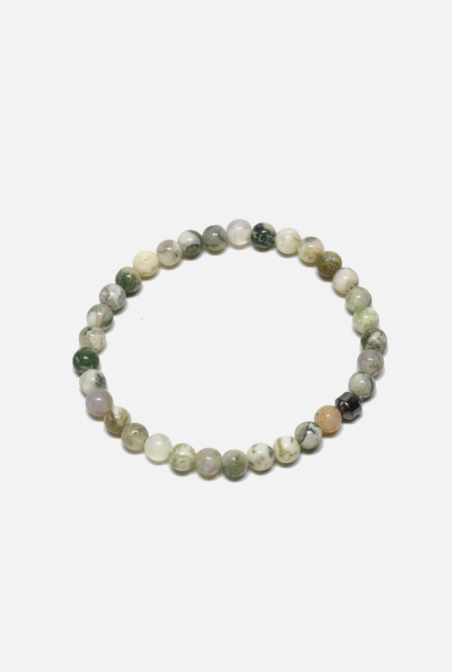 6mm Moss Agate Stretch Beaded Bracelet (Green)