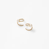 White Pearl Swirl Studs in Gold
