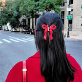 Coquette Bow Claw Hair Clip (Red Plaid)