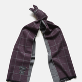 Brushed Silk Window-Pane Scarf (Purple/Charcoal)