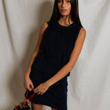 Esther Loop Terry Mock Neck Tank (Navy)