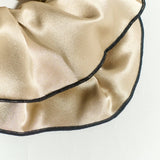 "Maxi Flower" Double-Layer Oversized Silk Scrunchie - Tan: Tan