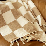 Tan & Cream - Heavyweight Checker Throw Blanket