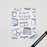 Brief Thanks Punny Letterpress Greeting Card by Hello!Lucky: Plastic sleeve