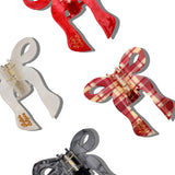 Coquette Bow Claw Hair Clip (Red Plaid)