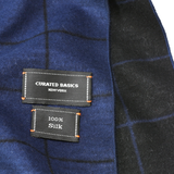 Brushed Silk Window-Pane Scarf (Navy/Black)