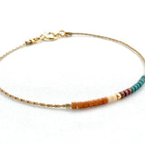 Springtime Minimalist Beaded Bracelets (Ocean/Caramel)