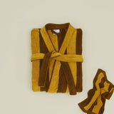Simple Striped Terry Bathrobe (Mustard/Bronze)