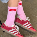 Embroidered Boyfriend Socks (Parchment + Heart)