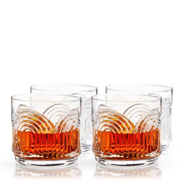 Deco Beau Crystal Lowball Tumblers - Set of 4