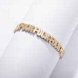 14k gold plate Fuck Fuck Fuck Chain Link Bracelet (SM + Med): Gold / Medium
