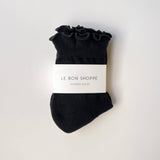 Ruffled Hugger Crew Socks  (Black/Black)