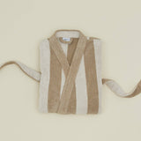 Simple Striped Terry Bathrobe (Ivory/Flax)