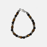Tiger Eyes Steel Beads Lava Stone Bracelet