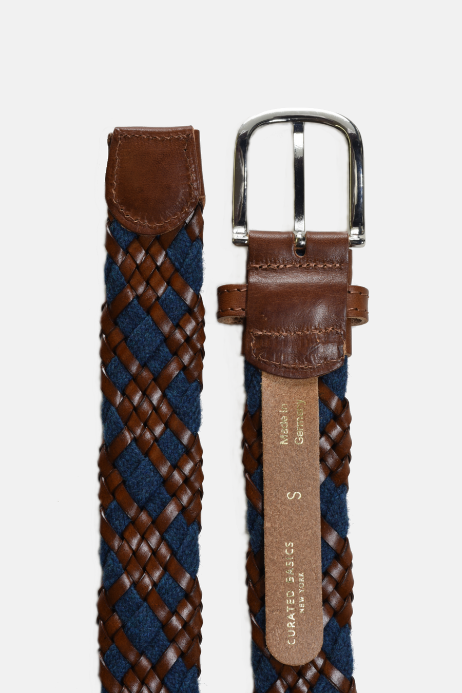 Brown & Blue Woven Belt: Small