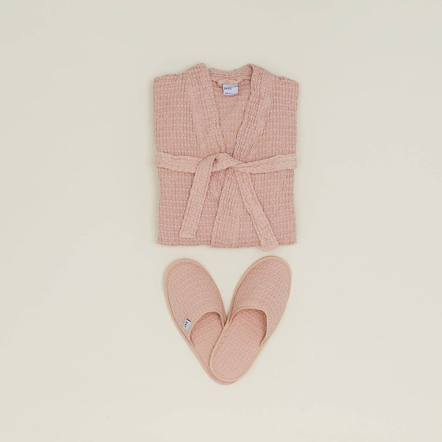 SIMPLE WAFFLE BATHROBE - BLUSH: LARGE